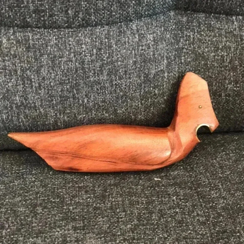 Vintage Hand Carved Wood Mid Century Bird Bottle Opener